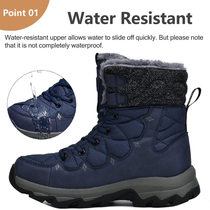 TRAILBLITZ Men's Winter Snow Boots Water Resistant Anti-Slip Warm Outdoor Lightweight Comfortable Durable 7.1 IN Height Hiking Shoes (10 Men, Blue) - Image 2