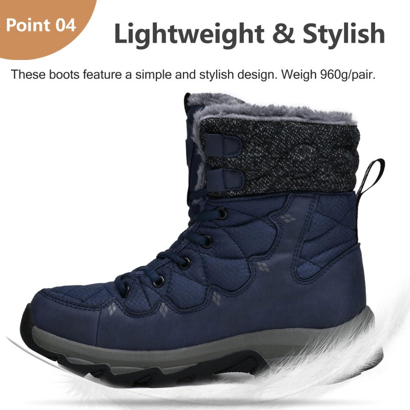 TRAILBLITZ Men's Winter Snow Boots Water Resistant Anti-Slip Warm Outdoor Lightweight Comfortable Durable 7.1 IN Height Hiking Shoes (10 Men, Blue) - Image 5