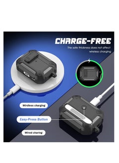 Generic Airpods Pro 2 Case 2022, Airpods Pro 2 Locking Case with 3-in-1 Cleaning Tool, Drop-Proof Hard Case Rugged Shock Sleeve with Key Fob, Compatible with Apple Airpods Pro 2 2022 (Black/Gray  - Image 5