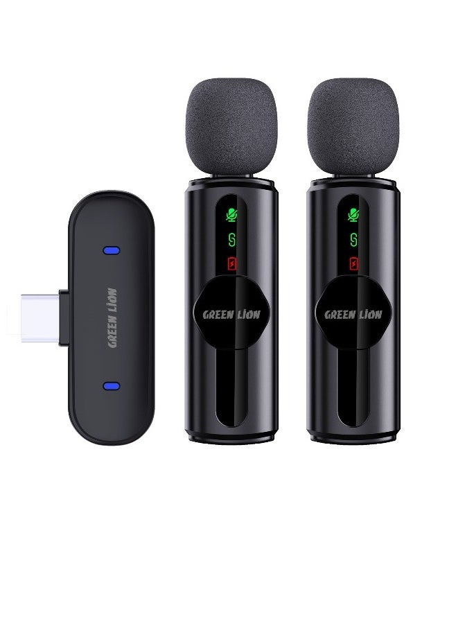 GREEN LION - GM-76X Dual Microphones with 3-Level Noise Cancelation / LED Display / Real Time Monitoring/ Ultra Low Delay / 360 degree Omnidirectional / Type-C / USB-A / Lightning - Black - Image 1