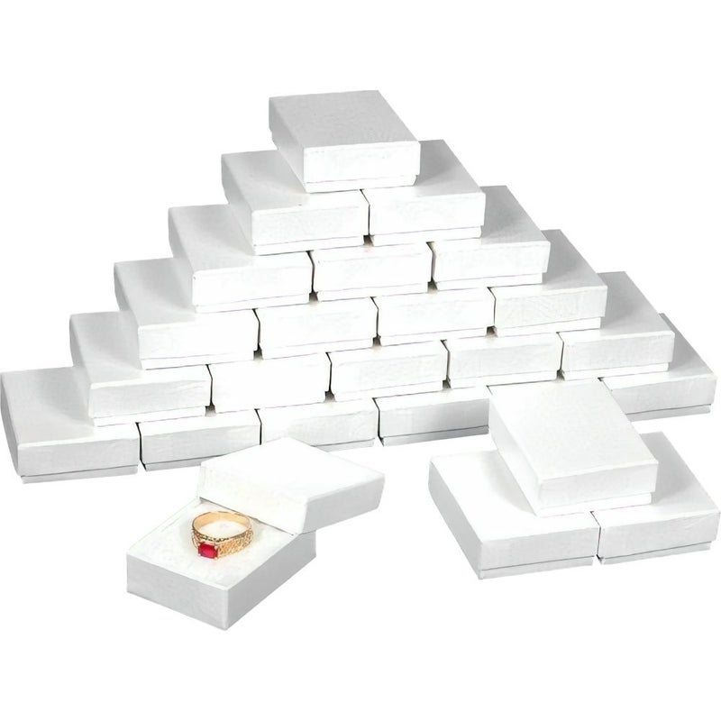 FindingKing 25 White Swirl Cotton Charm Jewelry Boxes Gift Display 2 1/8" x 1 5/8" x 3/4" - Image 4