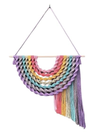 HAWAMAHAL HAWAMAHAL Macrame wall hanging and boho wall decor for an apartment dorm room baby room bedroom and nursery above bed walls 12X15 OffWhite 09 Rainbow  - Image 2