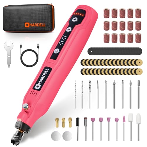 HARDELL Mini Cordless Rotary Tool, 5-Speed 3.7V Rechargeable Rotary Tool Kit with 69 Accessories, USB Charging Multi-Purpose DIY Tool for Sanding, Polishing, Drilling, Engraving(Pink 69pcs) - Image 1