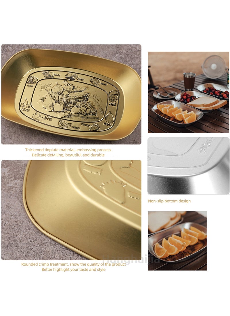 Hanghaijia - Gold Tinplate Outdoor Products Camping Tableware, Home Kitchen Fruit Dried Fruit Food Vegetable Storage Tray - Image 1