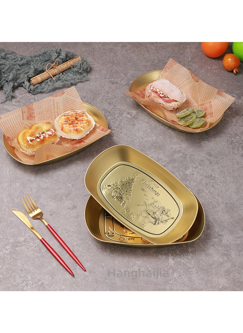 Hanghaijia - Gold Tinplate Outdoor Products Camping Tableware, Home Kitchen Fruit Dried Fruit Food Vegetable Storage Tray - Image 1