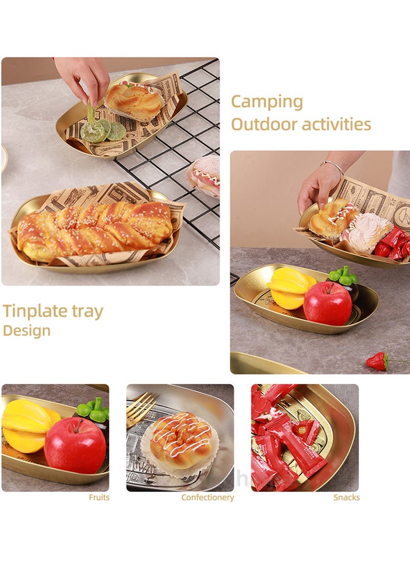 Hanghaijia - Gold Tinplate Outdoor Products Camping Tableware, Home Kitchen Fruit Dried Fruit Food Vegetable Storage Tray - Image 1