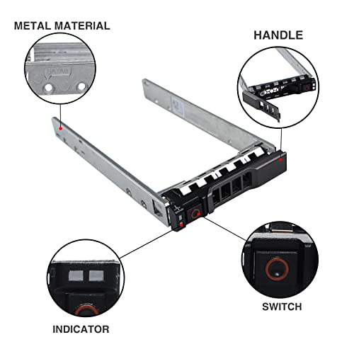 Heretom 2.5" SAS SATA Hard Drive Tray Caddy Compatible with Dell G176J PowerEdge R610 T610 R620 R710 T710 R720 R815 R820 - Image 2