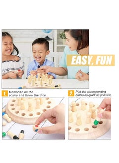 KASTWAVE Wooden Memory Chess Board Game Color Memory Matching Brain Teasers Game for Kids Boy Girl Age 3-12 Toddler Learning Activities Educational Toys Montessori Toys  - Image 3