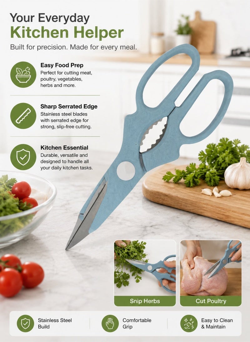 Leoxol Kitchen Scissors Stainless Steel | Serrated Poultry Shears With Green Handle | Right Hand Food Scissors For Chicken Meat Fish Vegetables Herbs - Image 5