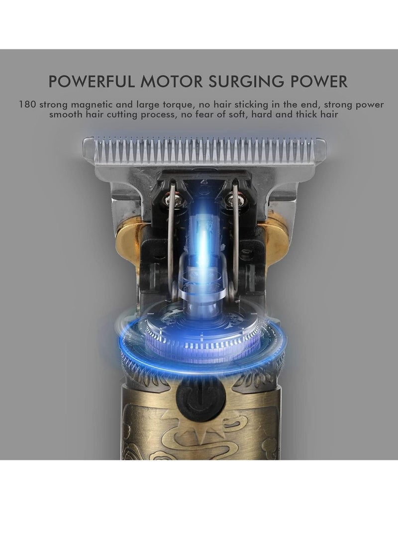 Upgraded Hair Trimmer Beard Clippers for Men Professional USB Electric Hair Clippers Hair Cutting T Blade Gold Trimmers Pro Li Cordless Outliner Zero Gaped Rechargeable Retro Trimmer LED Display - Image 2