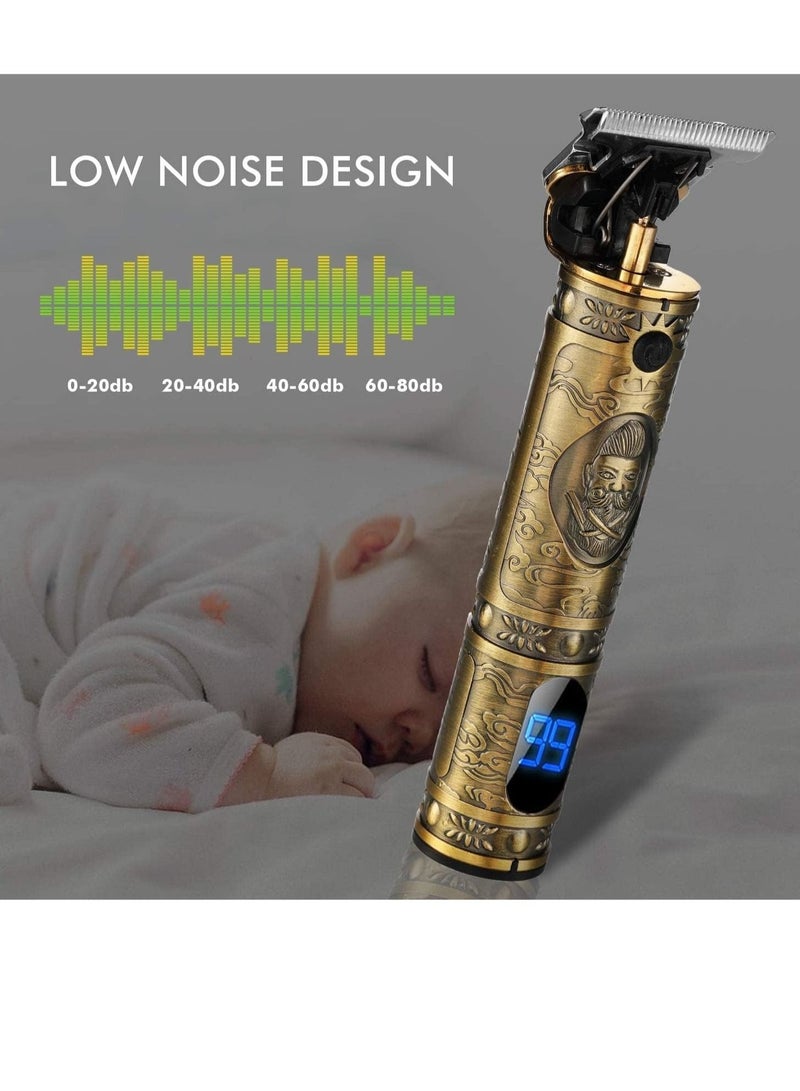 Upgraded Hair Trimmer Beard Clippers for Men Professional USB Electric Hair Clippers Hair Cutting T Blade Gold Trimmers Pro Li Cordless Outliner Zero Gaped Rechargeable Retro Trimmer LED Display - Image 4