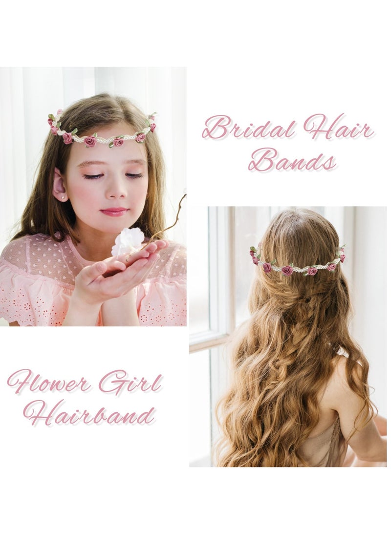 SYOSI Pearl Floral Crowns Headpiece, 2Pcs Adjustable Flower Girl Hair Accessories for Women and Girls, Ideal for Bridal, Wedding, Party, Festival - Image 3