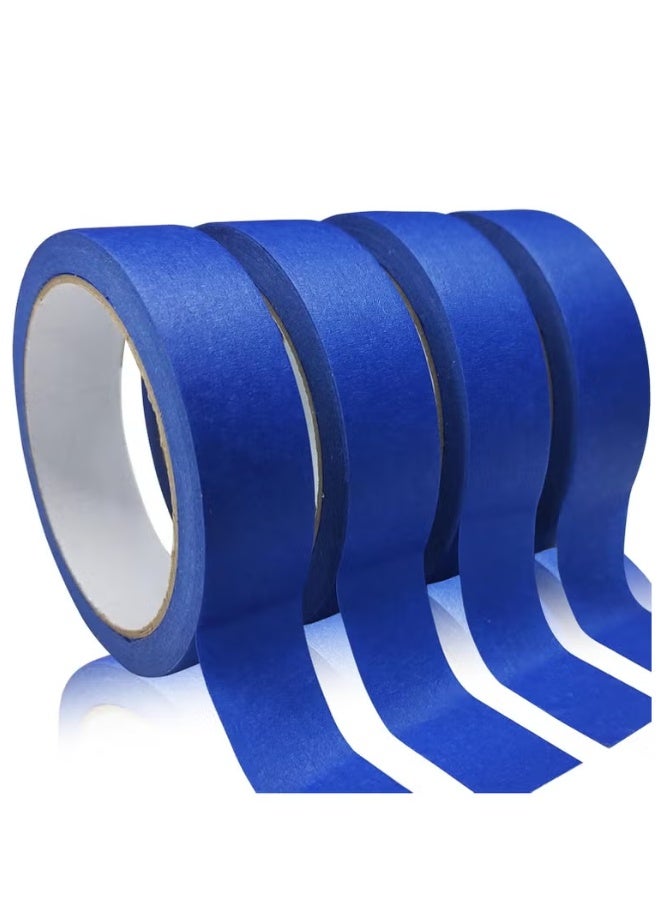 Blue Painters Tape, Masking Tapes, Premium Painter's Tape (2.5cm x 20m, 4 Rolls), Adhesive Paint Tape for Wall Painting, DIY Artist Craft Arts, Decoration, Drafting, No Residue,Easy Removal - Image 1