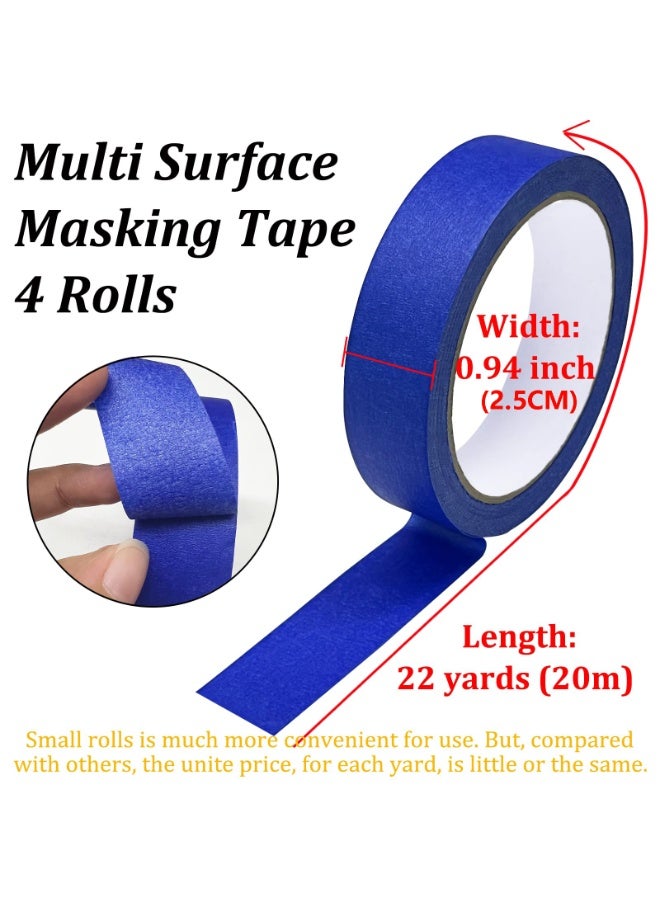 Blue Painters Tape, Masking Tapes, Premium Painter's Tape (2.5cm x 20m, 4 Rolls), Adhesive Paint Tape for Wall Painting, DIY Artist Craft Arts, Decoration, Drafting, No Residue,Easy Removal - Image 3