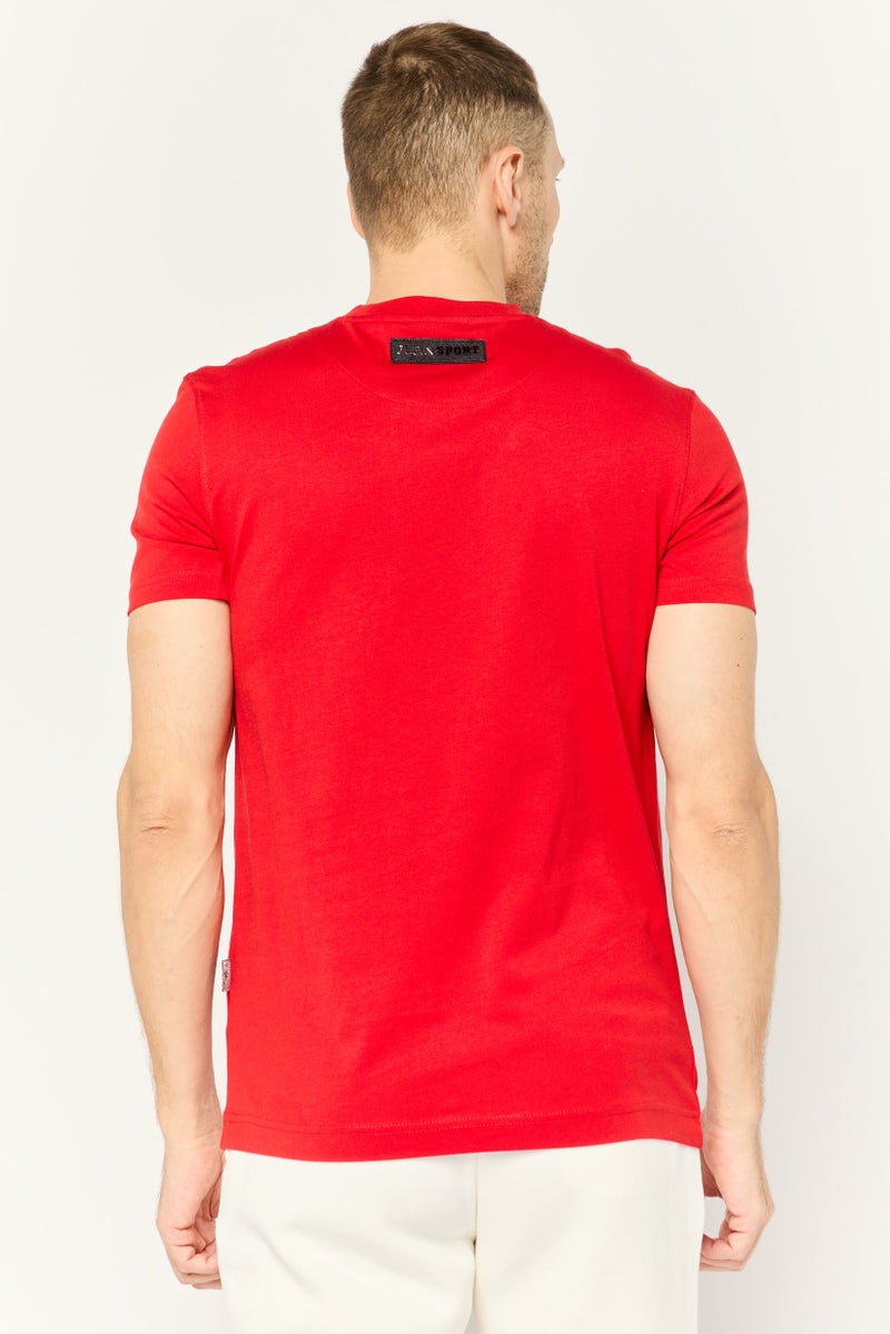 PHILIPP PLEIN Plein Sport Men Sportswear Fit Short Sleeve Outdoor T-Shirt, Red - Image 4