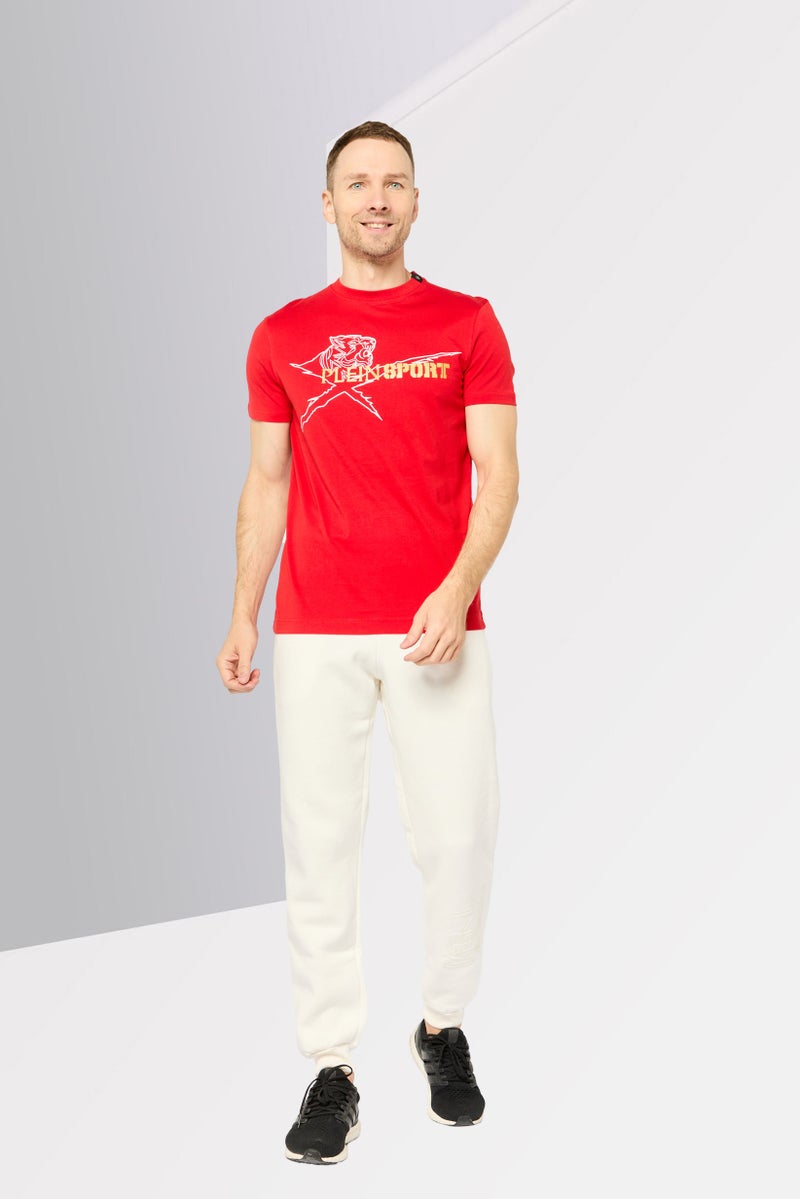 PHILIPP PLEIN Plein Sport Men Sportswear Fit Short Sleeve Outdoor T-Shirt, Red - Image 4