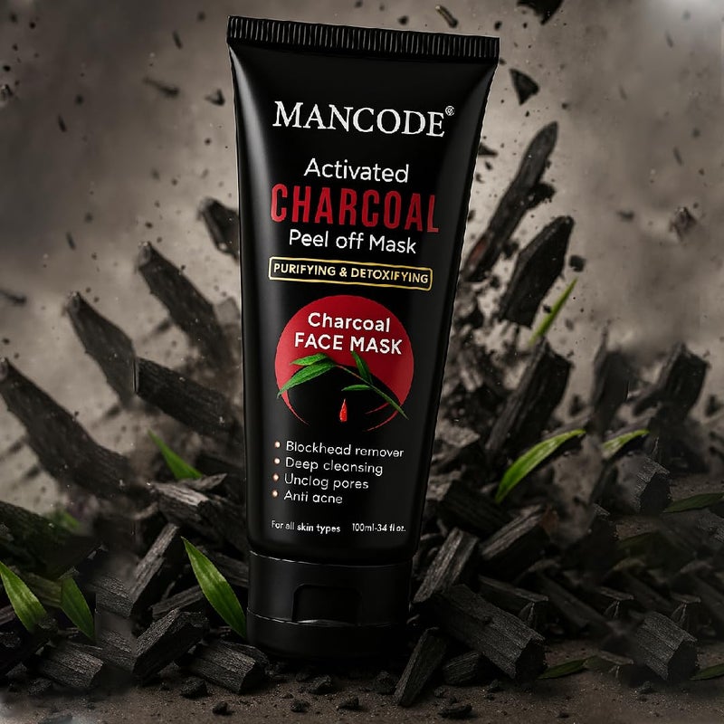 MAN CODE Mancode Activated Charcoal Peel Off Mask For Men Charcoal Peel Off Mask For Women Face Mask For Men Charcoal Face Mask Active Cooling Effect Deep Skin Purifying Cleansing 100 ml  - Image 2