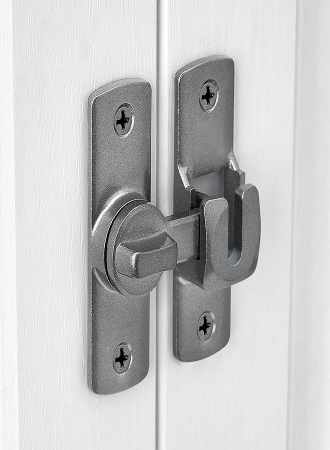 INIRET Grey Barn Door Latches,90/180 Degree Gate Lock,Aluminum Alloy Right Angle Door Lock Latch,Flip Gate Latches Hardware,Door Security Sliding Door Latch Lock fo Cabinets,Barn Door,Bathroom - Image 5