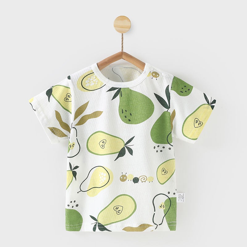 Baby'S Short-Sleeved T-Shirt Children'S Thin Breathable Cartoon Floral Top Baby'S Half-Sleeved Base Top - Image 1