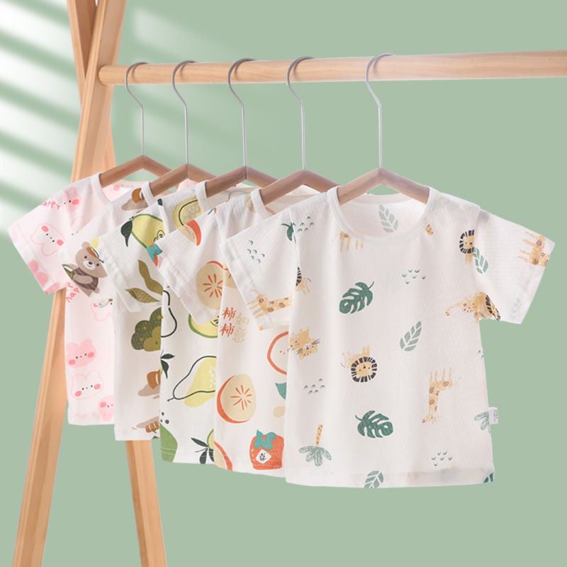 Baby'S Short-Sleeved T-Shirt Children'S Thin Breathable Cartoon Floral Top Baby'S Half-Sleeved Base Top - Image 2