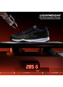 HUNDRED Unisex-Adult Blade Lite Badminton Shoes (Non Marking) | Also Perfect For Squash, Table Tennis, Volleyball, Basketball & Indoor Sports | Lightweight & Durable (Black/Orange/White,6 Uk)  - Image 2