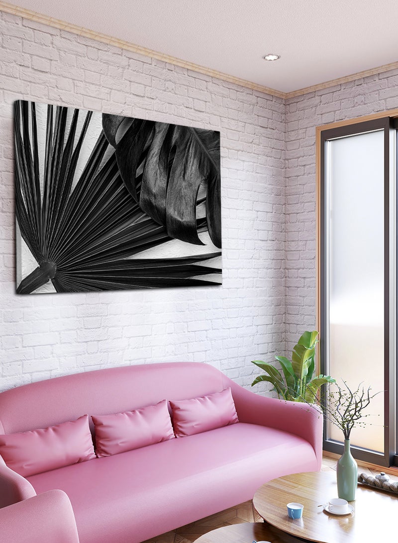 LOWHA Canvas Wall Art Stretched Over Wooden Frame with Dark Botanical Painting - Image 3