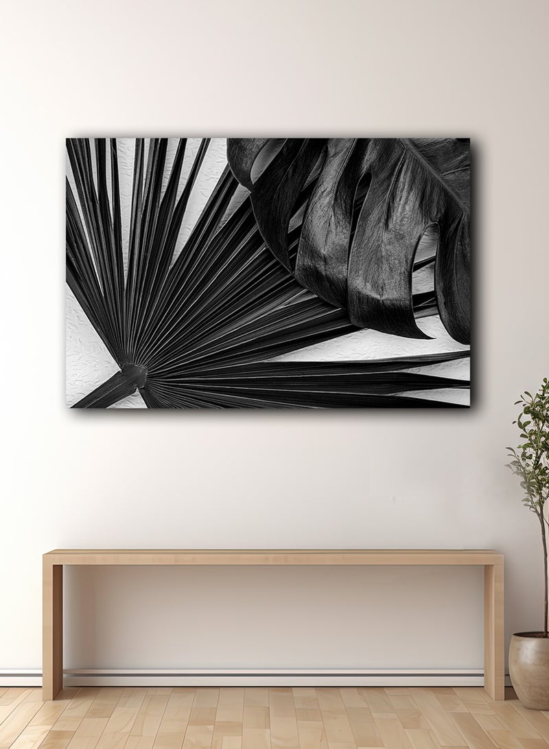LOWHA Canvas Wall Art Stretched Over Wooden Frame with Dark Botanical Painting - Image 2