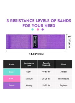 Cuken 3 Pcs Resistance Loop Bands Set Resistance Bands Exercises for Legs Wide Nylon Fabric, 3 Resistance Levels Bands Heavy Resistance Level Multi Colour For Squats, Stretching, Hip & Glute Heavy Workouts for Men & Women  - Image 2