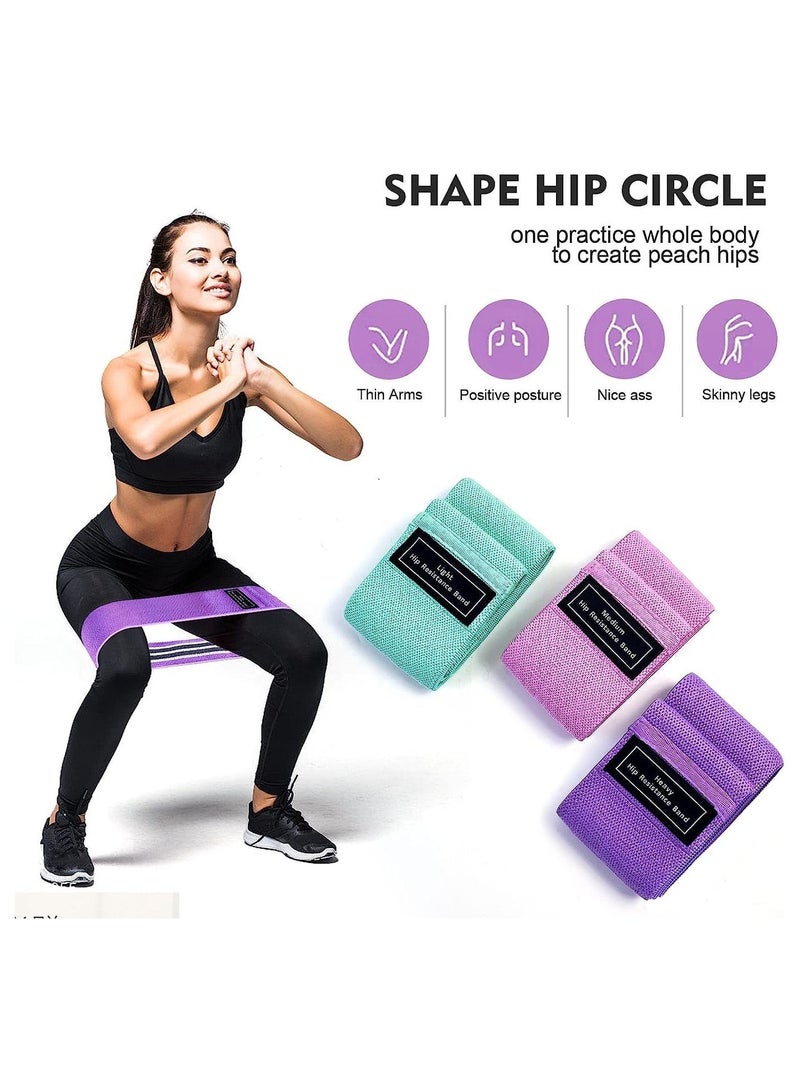 Cuken 3 Pcs Resistance Loop Bands Set, Heavy Resistance Bands for Legs and Glutes, Wide Non-Slip Nylon Fabric Exercise Bands, Three Resistance Levels for Squats, Stretching, Yoga, Hip & Glute Workouts for Men and Women - Image 4