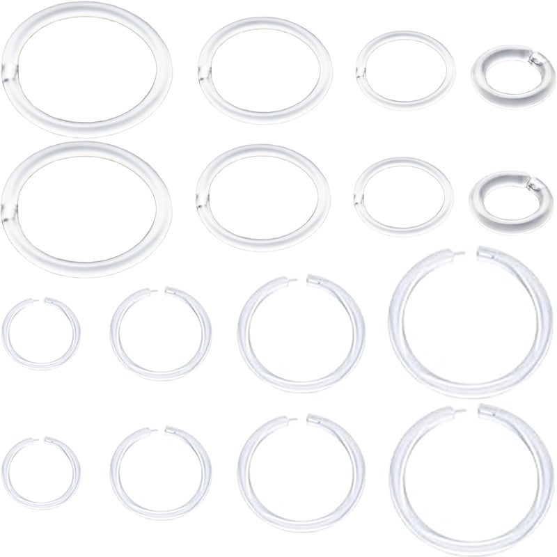 Meniala Anti-Allergy Plastic Hoop Ear Retainers, Clear Nose Rings, With Buckle, 16G 18G 20G, 6-12mm Rings For Sensitive Ears & Skin (16 Gauge) - Image 1