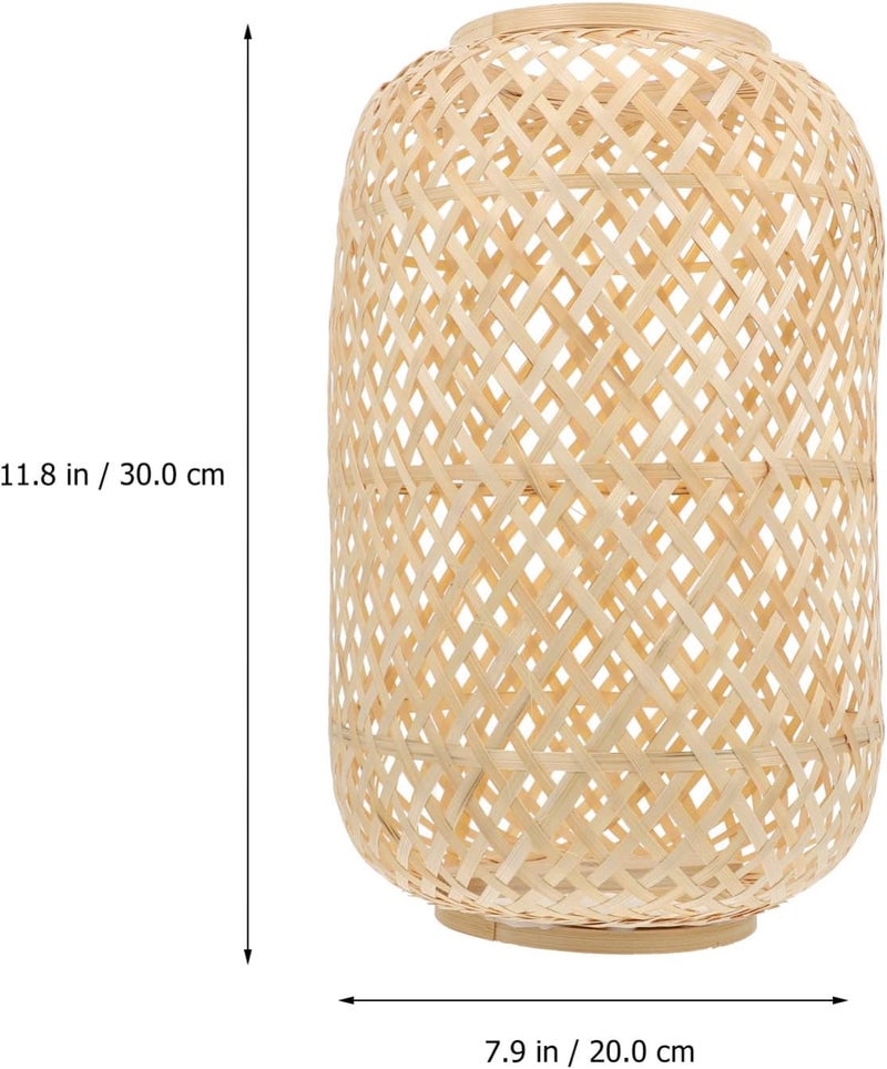 كلاراكو غطاء مصباح ثريا من الخيزران من كلاركو، غطاء مصباح منسوج، غطاء مصباح سقف، غطاء مصباح معلق من نسيج ريفي، غطاء مصباح معلق للأرضية، 20 × 30 سم، 20 × 20 × 30 سم، (630AAR42RNDAIW19SXP) - Image 3