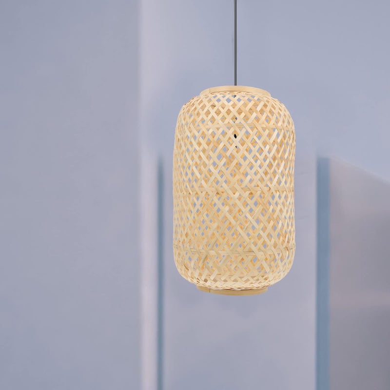 كلاراكو غطاء مصباح ثريا من الخيزران من كلاركو، غطاء مصباح منسوج، غطاء مصباح سقف، غطاء مصباح معلق من نسيج ريفي، غطاء مصباح معلق للأرضية، 20 × 30 سم، 20 × 20 × 30 سم، (630AAR42RNDAIW19SXP) - Image 4