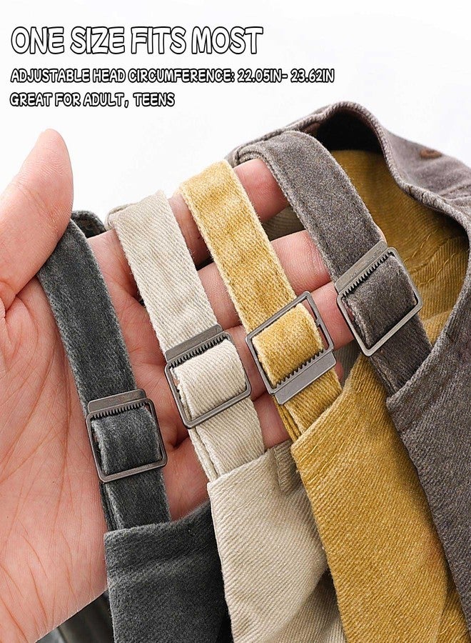 QFE 4 Pack Vintage Baseball Cap Hats for Men Women Dad Hat Trucker Blank Denim Adjustable Cotton Unconstructed Plain Washed Caps Distressed Golf Classic Low Profile Soft Beige+Yellow+Khaki+Darkgray - Image 3