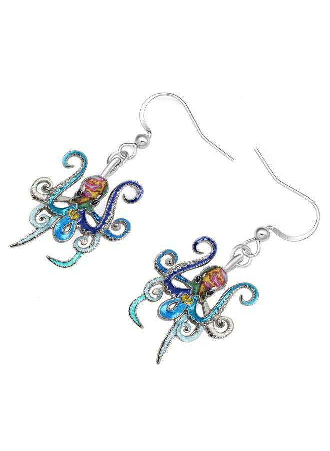 Newei Cute Enamel Whale Octopus Jellyfish Shark Earrings Seahorse Dangle Beach Jewelry for Women Girls Sea Animals Gifts, Enamel, No Gemstone - Image 3