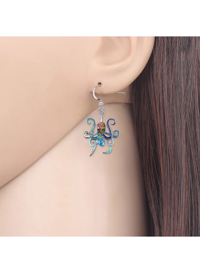Newei Cute Enamel Whale Octopus Jellyfish Shark Earrings Seahorse Dangle Beach Jewelry for Women Girls Sea Animals Gifts, Enamel, No Gemstone - Image 2