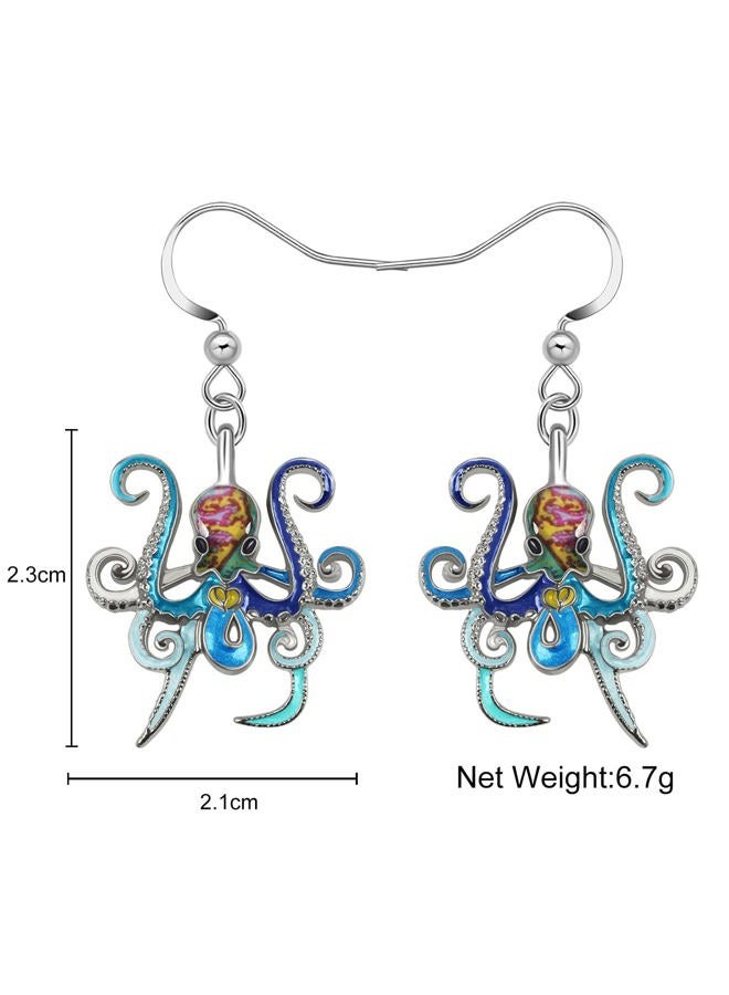 Newei Cute Enamel Whale Octopus Jellyfish Shark Earrings Seahorse Dangle Beach Jewelry for Women Girls Sea Animals Gifts, Enamel, No Gemstone - Image 5