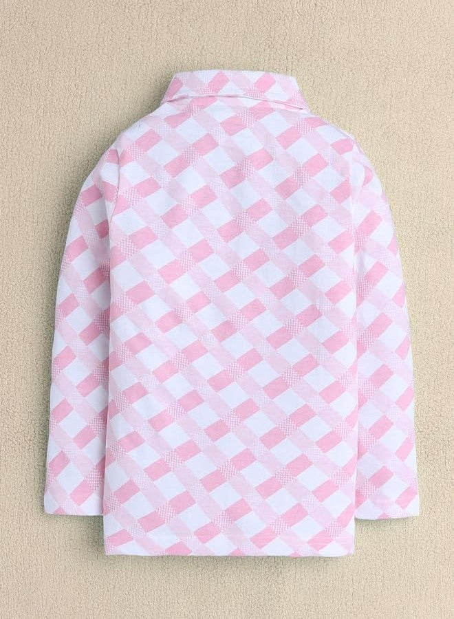 BUMZEE بيجامة نوم قطنية بأكمام طويلة للبنات من بامزي، لون أبيض ووردي - من سنتين إلى ثلاث سنوات (Peb10251F-wht) - Image 3