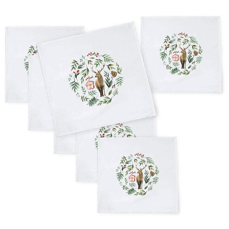 Khakee 6 Pcs Christmas Theme Tafta Silk Table Napkins 10x 10 for Xmas Decoration Christmas OrnamentsChristmas Gift npxmas161P - Image 1