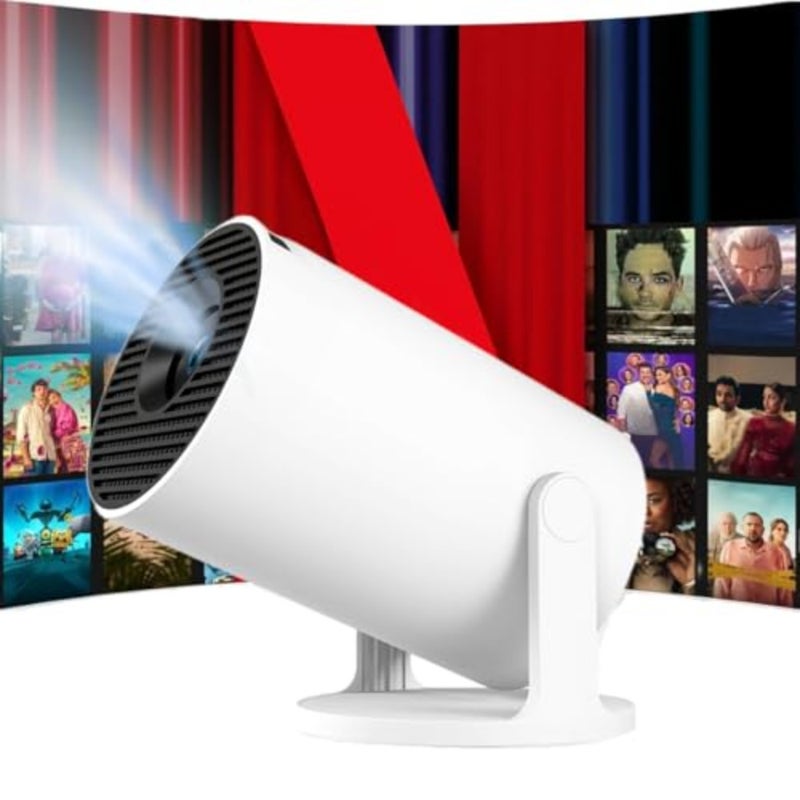جهاز عرض ذكي جديد يدعم 4K Full HD 16Gb+2GB Ram-Smart Android 12 متوافق مع تطبيقات Netflix المدمجة - 130 بوصة - WiFi 6 - مع دوران 180 درجة - حجر مفاتيح تلقائي - مسرح منزلي محمول ومكتب - Image 1