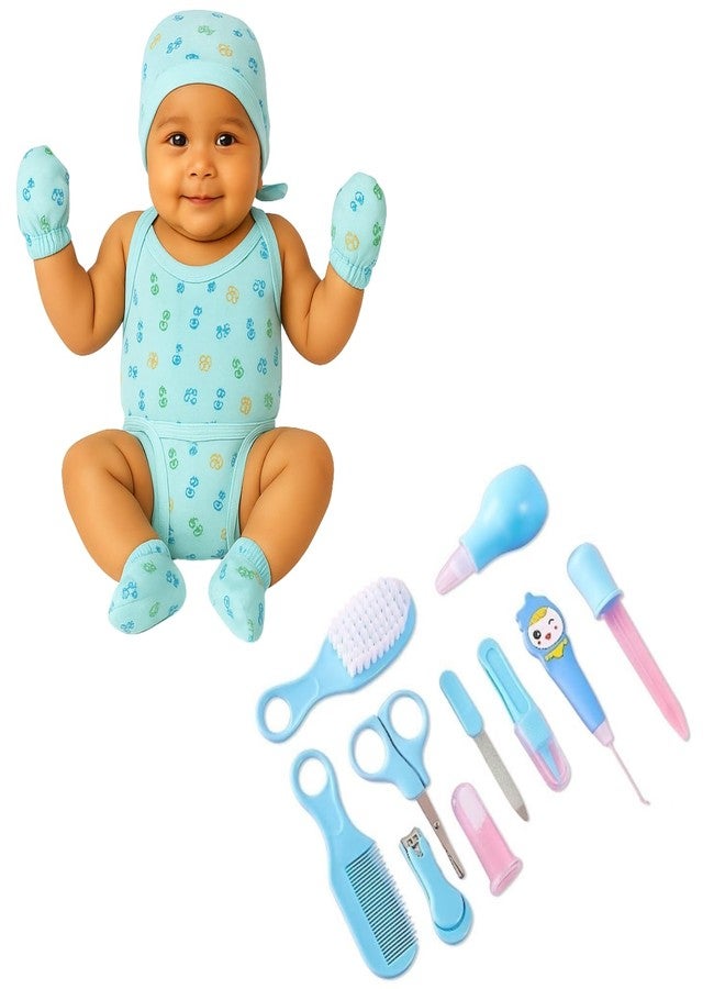 MANTRAVIB Newborn Baby Essentials Combo | 10-Piece Clothing Set (2 Sando, 2 Langot, 2 Cap, 2 Mittens, 2 Socks) & 10-in-1 Baby Grooming Kit | New Born Baby Gift Set - Image 1