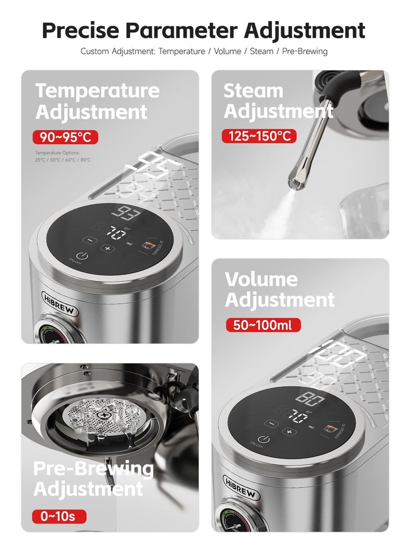 HiBREW Semi-automatic Espresso Coffee Machine 3 Level Temperature Adjustable Cold/Hot 20Bar Coffee Maker Cappuccino H13 - Image 2