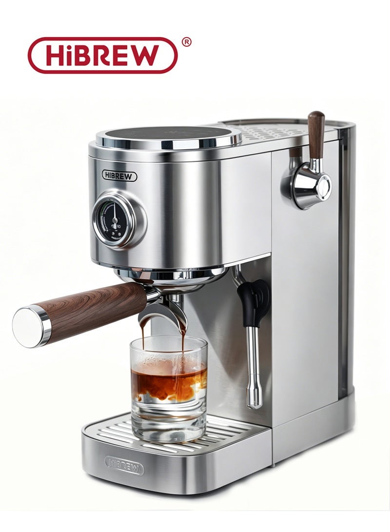 HiBREW Semi-automatic Espresso Coffee Machine 3 Level Temperature Adjustable Cold/Hot 20Bar Coffee Maker Cappuccino H13-Silver - Image 1