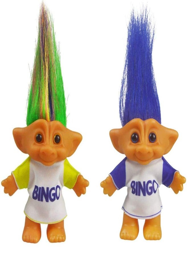 Yintlilocn 2packs Vintage Troll Dolls Set,Retro Troll Doll Chromatic Adorable for Collections, School Project, Arts and Crafts, Party Favors (Style7-Bingo Colorful+Bingo Blue) - Image 1