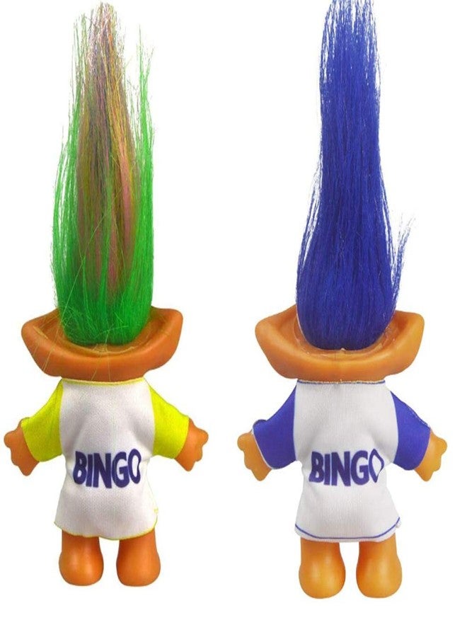 Yintlilocn 2packs Vintage Troll Dolls Set,Retro Troll Doll Chromatic Adorable for Collections, School Project, Arts and Crafts, Party Favors (Style7-Bingo Colorful+Bingo Blue) - Image 2