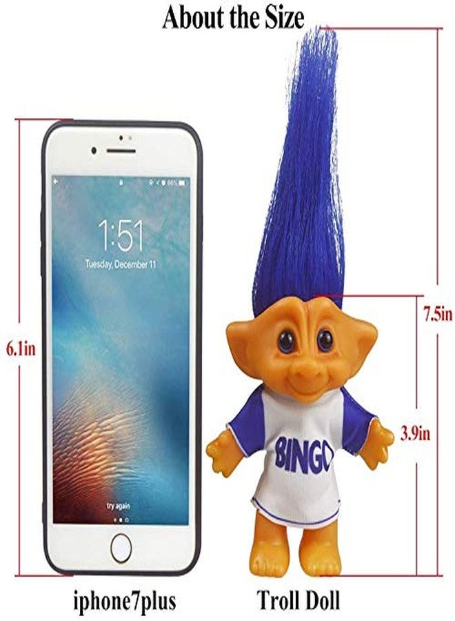 Yintlilocn 2packs Vintage Troll Dolls Set,Retro Troll Doll Chromatic Adorable for Collections, School Project, Arts and Crafts, Party Favors (Style7-Bingo Colorful+Bingo Blue) - Image 4