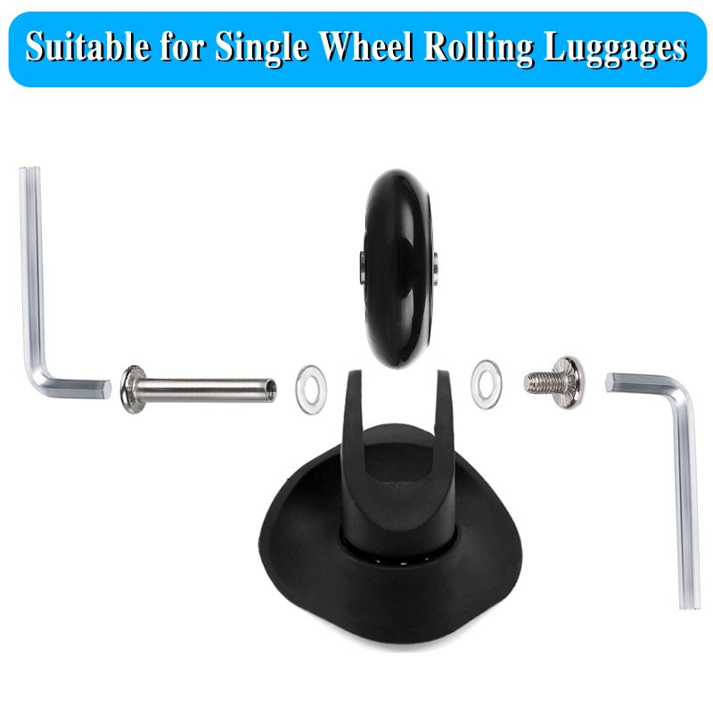 OwnMy 70mm x 24mm Single Luggage Wheels Replacements Kit, Set of 2 Mute Suitcase Replacement Wheels with 36mm/39mm Axles Screws Bearings, Rotatable Rubber Luggage Swivel Wheel Kit - Image 5