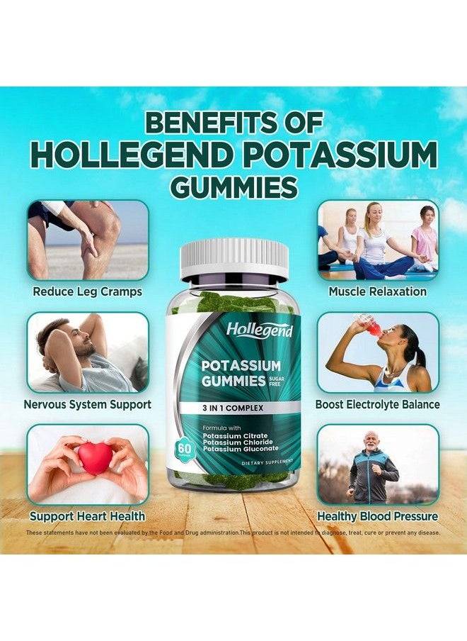 Hollegend - Potassium 3 In 1 Complex Gummies Sugar Free New Formula With 99Mg Potassium Citrate Potassium Chloride Potassium Gluconate Leg Cramps & Muscle Supplements 120 Chewables - Image 1