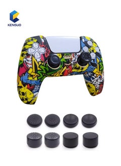 KENSUO Silicone Shell Accessories For Sony 5 PS5 Wireless Controller Handles With Ergonomic Soft Ultra-Thin Silicone Protective Cover Gamepad Casefor Playstation 5 DualSense Wireless Controller Controller with Thumb Grip Caps 4 Pairs (8Pcs)  - Image 1