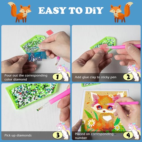 Labeol Diamond Art Kits for Kids Crafts for Girls Ages 6-8-10-12 Easy to DIY Creative Diamond Art Sticker Craft by Numbers Kits for Kids and Adult Beginners (Classic) - Image 5