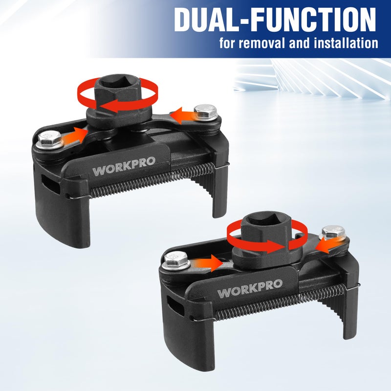 WORKPRO Universal Oil Filter Wrench (60-80mm) Adjustable with Auto-Clamp Spring, Oil Filter Removal Tool, Oil Filter Change Set, Ideal for Engine Filters, Conduit, & Fittings - Image 5